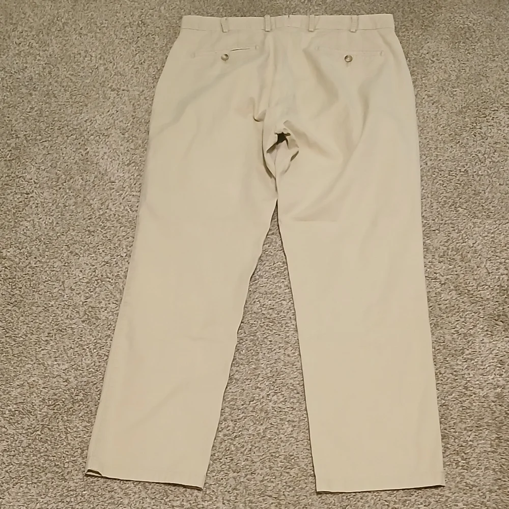 Peter Millar Flat Front Casual Tan Chino Pants Men's Size 35 X 30 - Picture 2 of 4